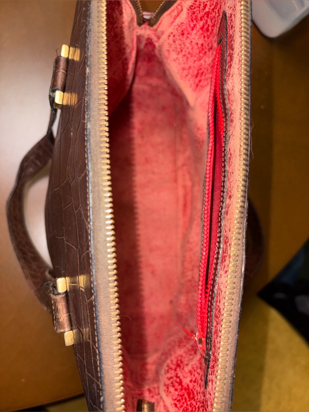 Vintage Celine Croc-Embossed Leather Tote Bag – Brown - Picture 10 of 10